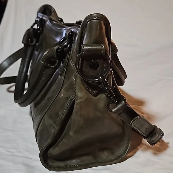 Frye Leather Tote with top zipper (Olive) - Picture 2 of 5